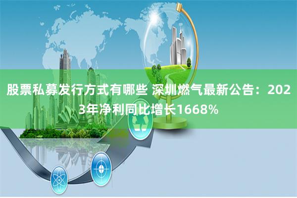 股票私募发行方式有哪些 深圳燃气最新公告：2023年净利同比增长1668%
