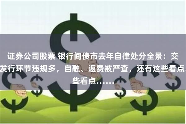 证券公司股票 银行间债市去年自律处分全景：交易、发行环节违规多，自融、返费被严查，还有这些看点……